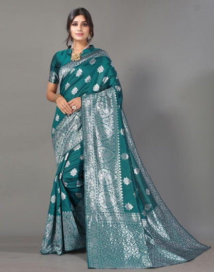 Teal Blue Silk Saree | Leemboodi