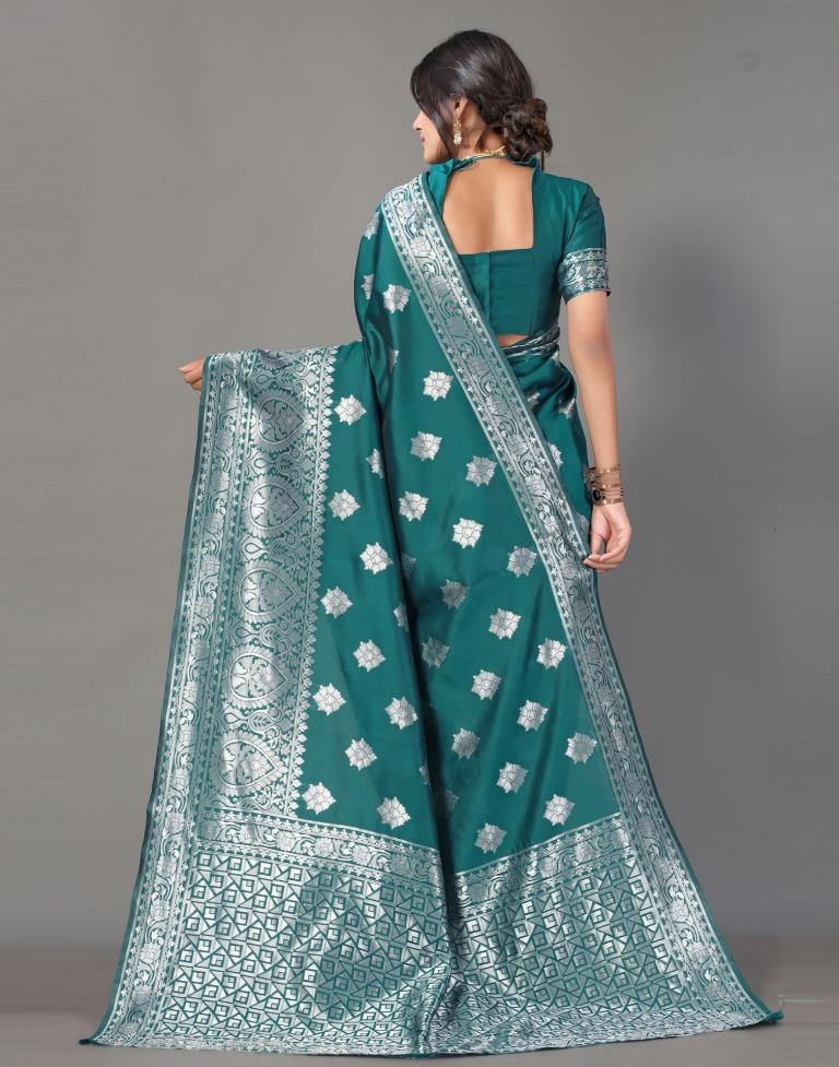 Teal Blue Silk Saree | Leemboodi