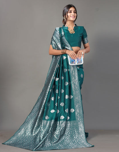 Teal Blue Silk Saree | Leemboodi