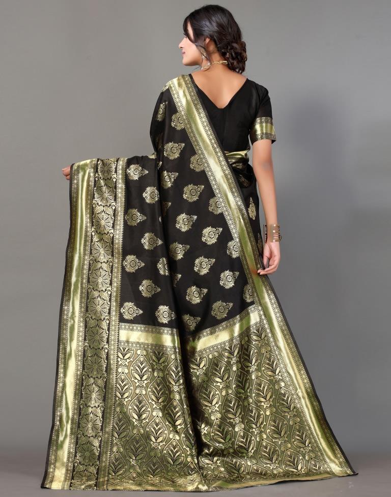 Black And Golden Silk Saree | Leemboodi