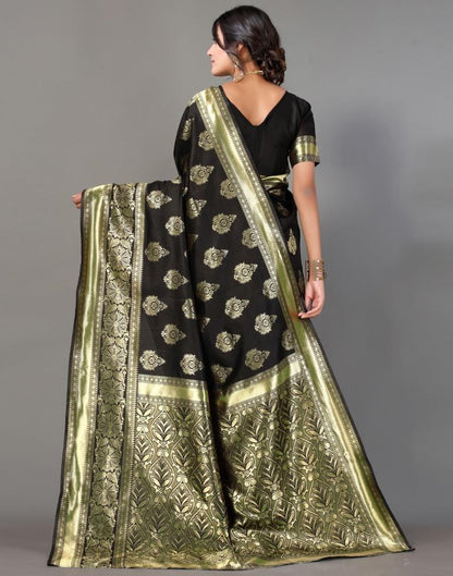 Black And Golden Silk Saree | Leemboodi