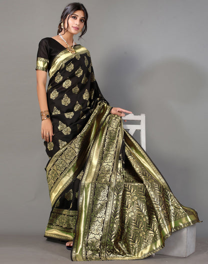 Black And Golden Silk Saree | Leemboodi