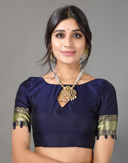 Navy Blue And Golden Silk Saree | Leemboodi