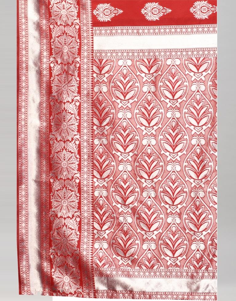 Red And Silver Silk Saree | Leemboodi
