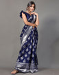 Navy Blue And Silver Silk Saree | Leemboodi