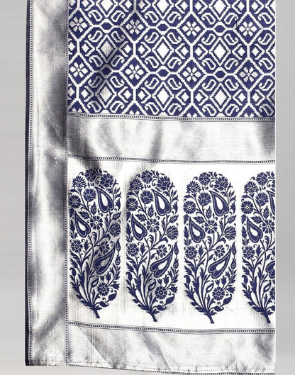 Navy Blue And Silver Silk Saree | Leemboodi