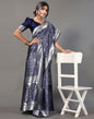 Navy Blue And Silver Silk Saree | Leemboodi