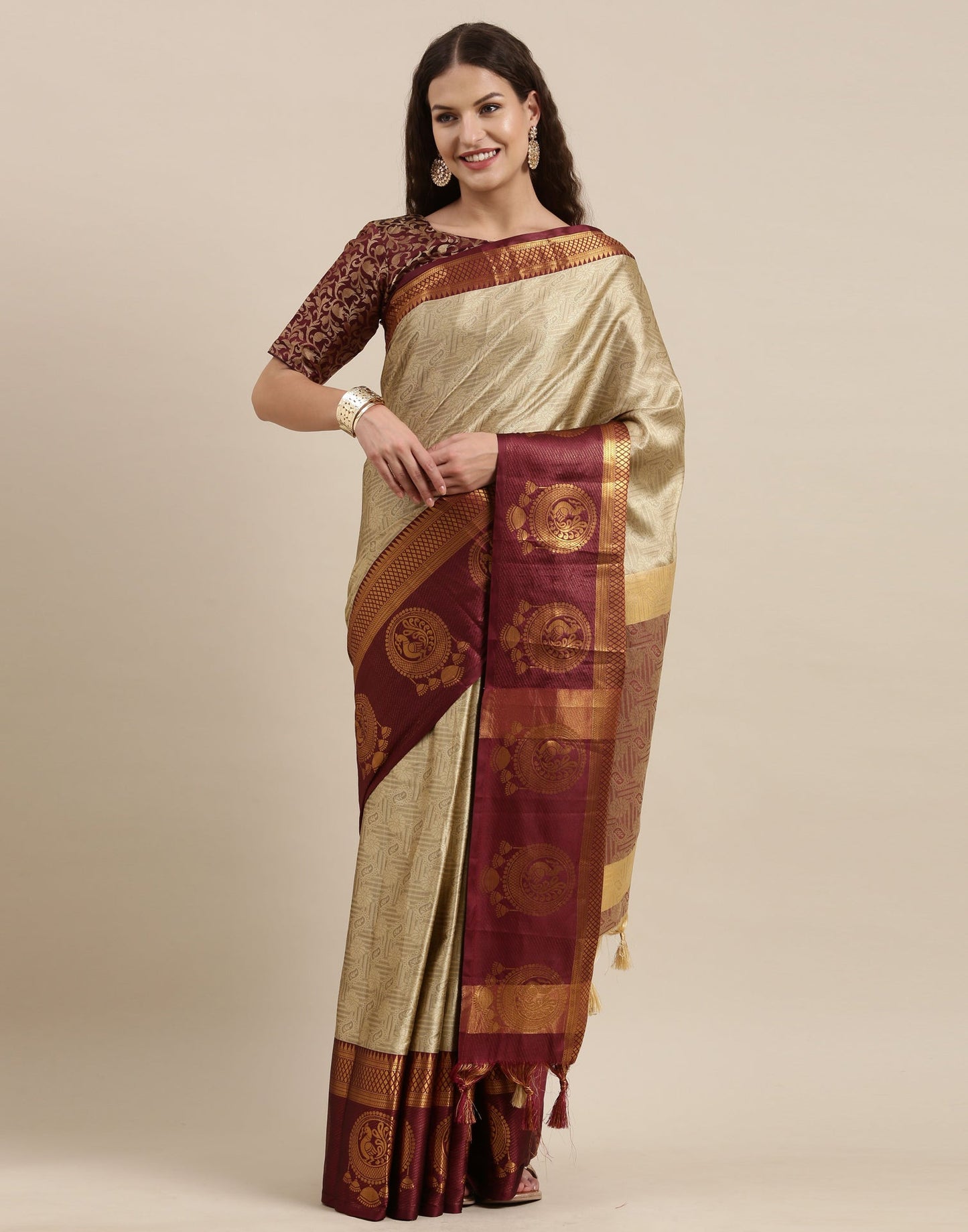 Beige Silk Saree | Sudathi