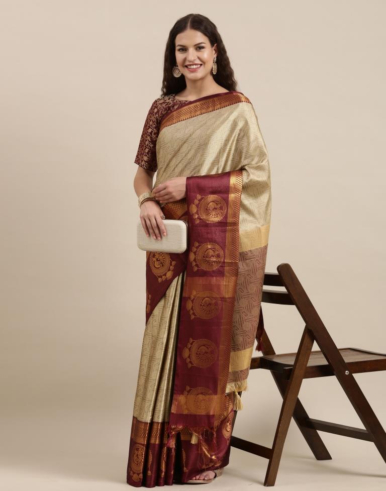 Beige Silk Saree | Sudathi