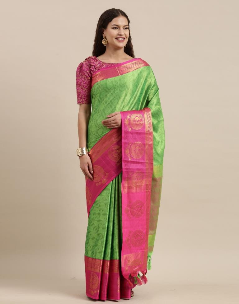 Parrot Green Silk Saree | Sudathi