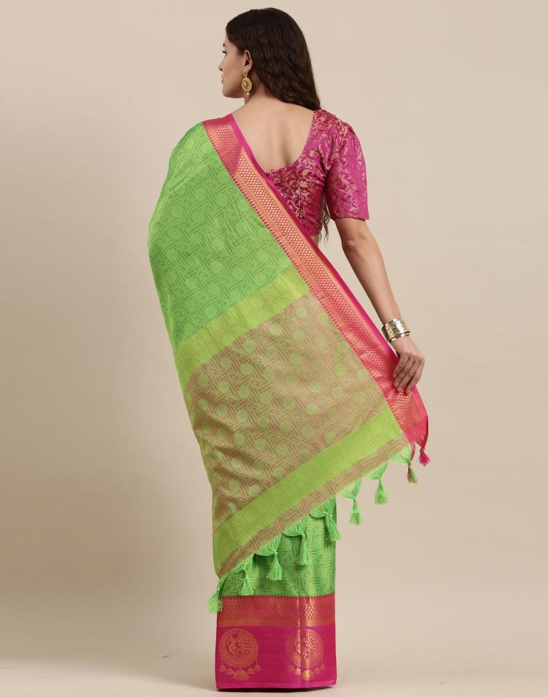 Parrot Green Silk Saree | Sudathi