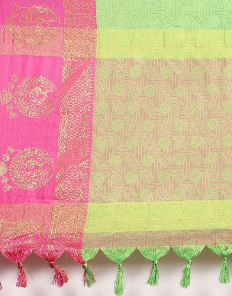 Parrot Green Silk Saree | Sudathi