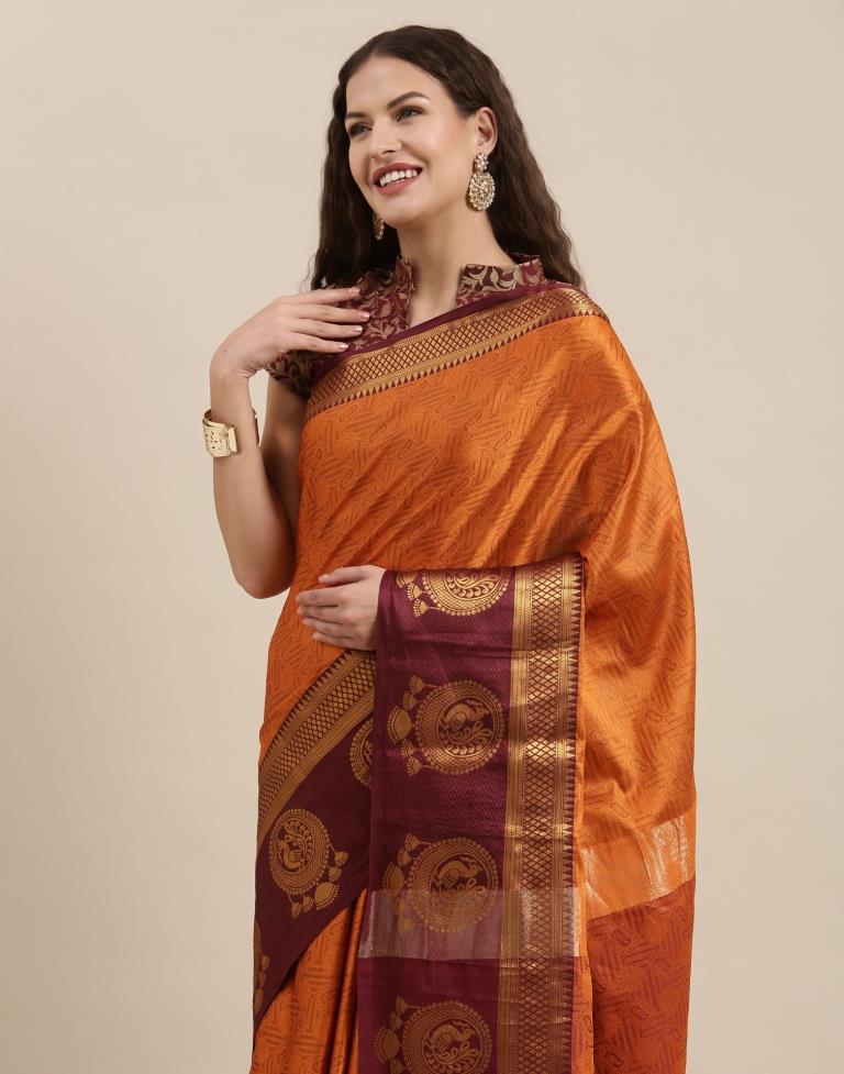 Dusty Orange Silk Saree | Sudathi