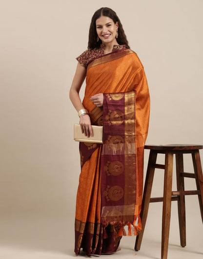 Dusty Orange Silk Saree | Sudathi