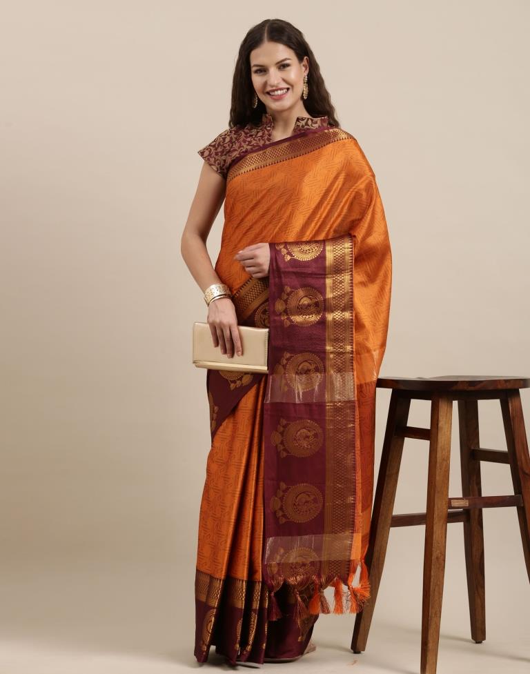Dusty Orange Silk Saree | Sudathi