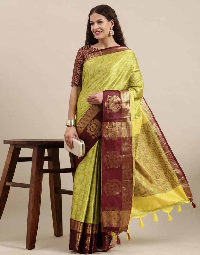 Lime Green Silk Saree | Sudathi