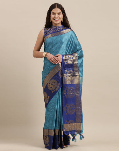 Peacock Blue Silk Saree | Sudathi