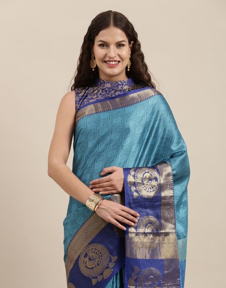 Peacock Blue Silk Saree | Sudathi