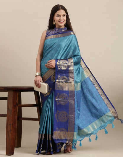 Peacock Blue Silk Saree | Sudathi
