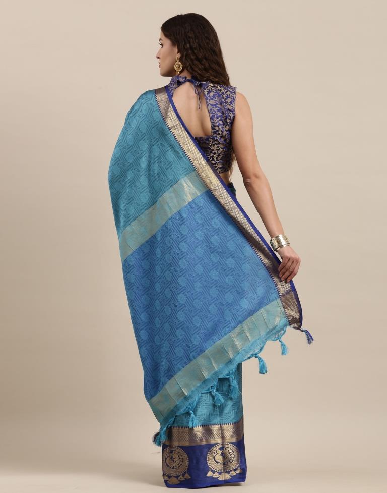 Peacock Blue Silk Saree | Sudathi