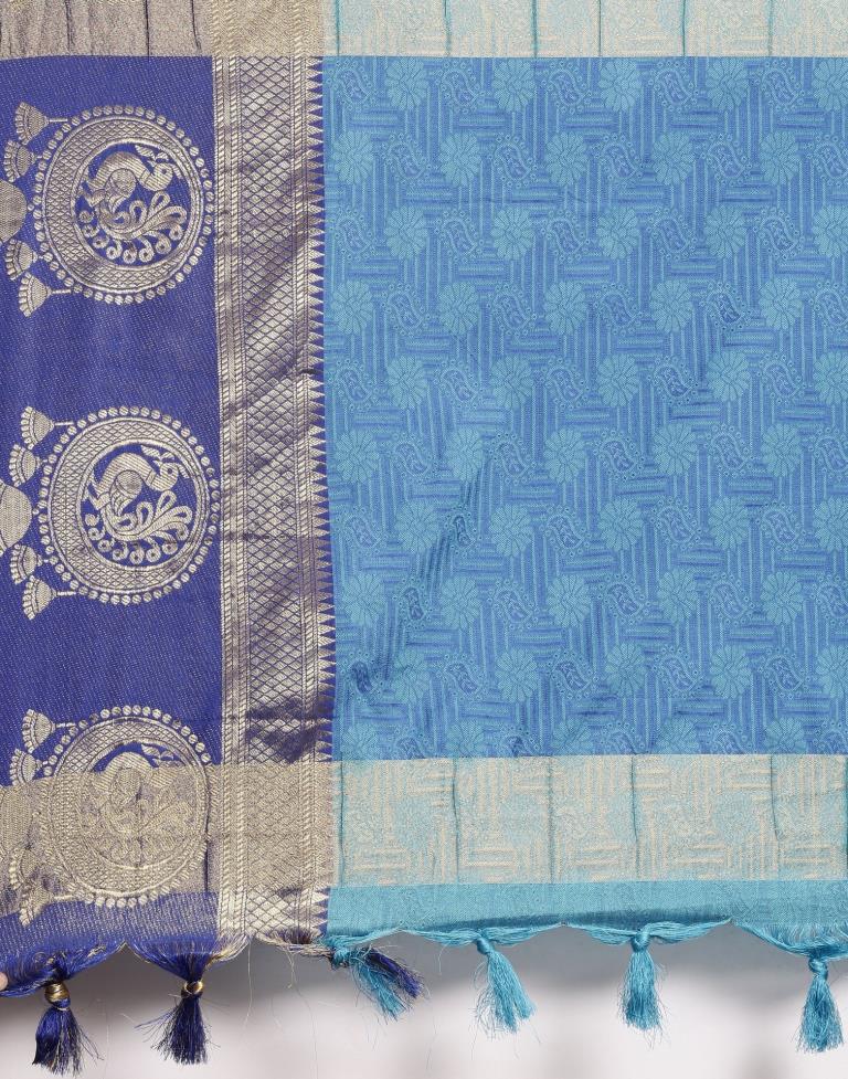 Peacock Blue Silk Saree | Sudathi