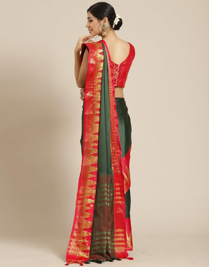 Bottle Green Silk Saree | Sudathi