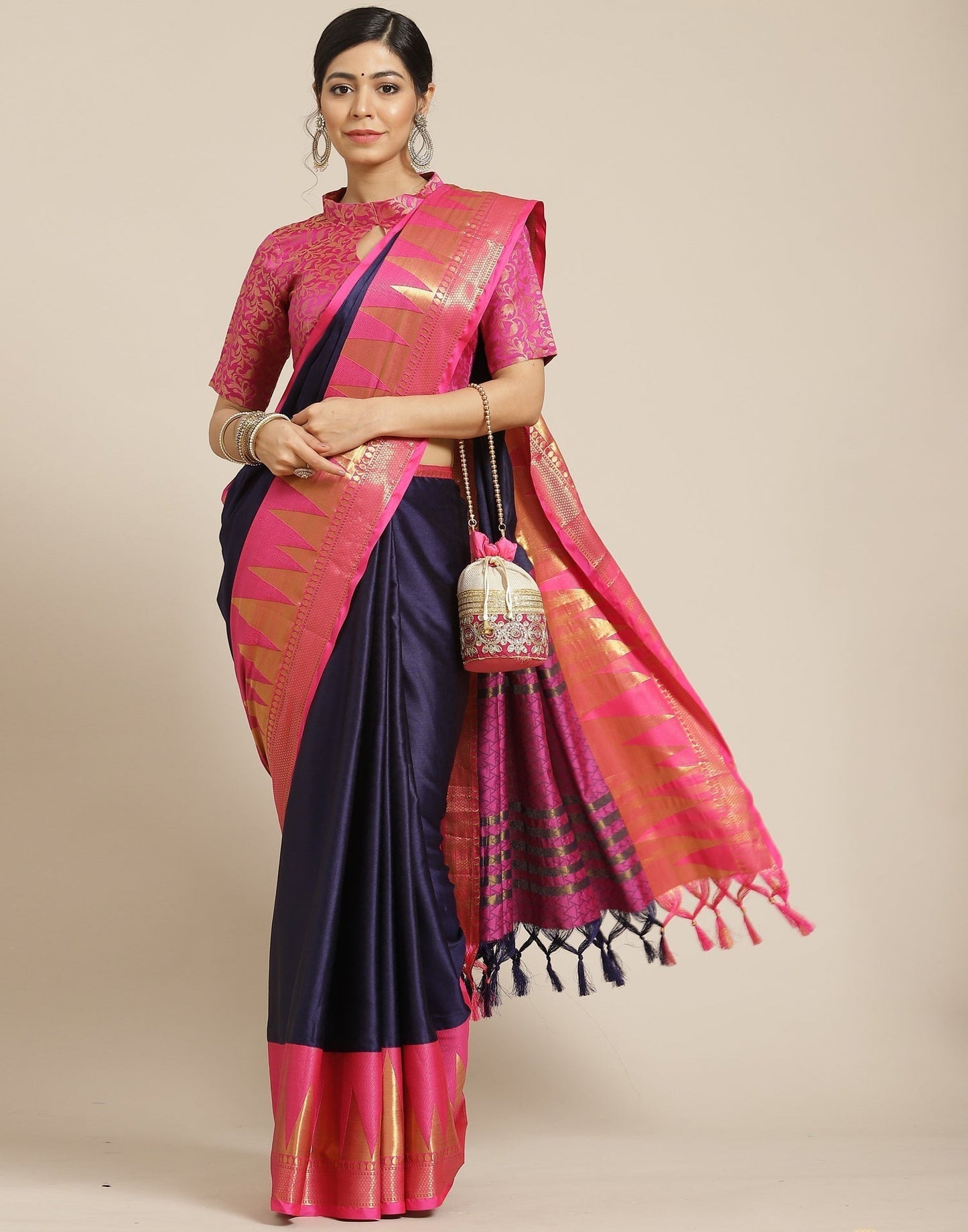 Navy Blue Silk Saree | Sudathi