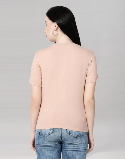 Baby Pink Colored Lycra Knitted T-shirt | Leemboodi