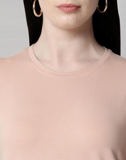 Baby Pink Colored Lycra Knitted T-shirt | Leemboodi