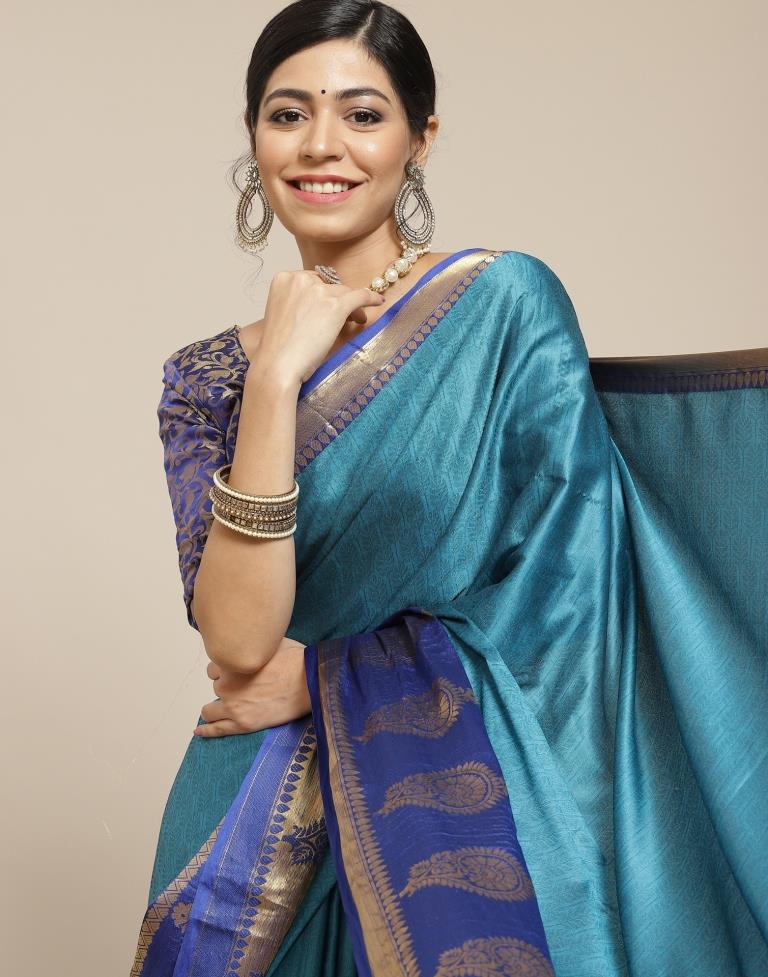 Peacock Blue Silk Saree | Sudathi