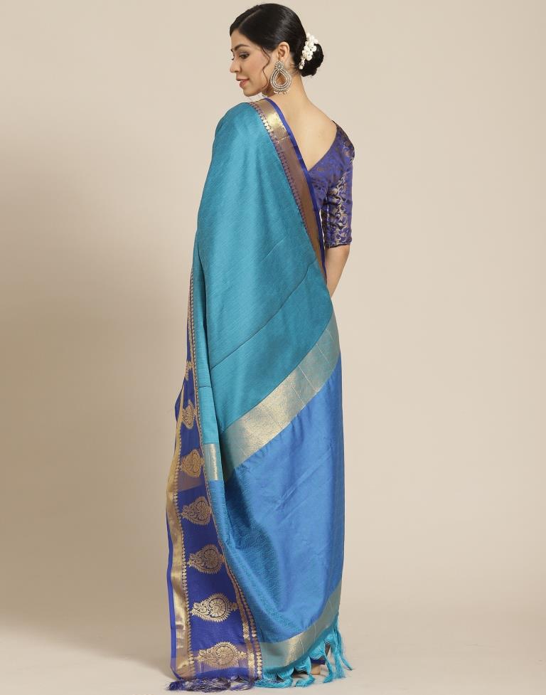 Peacock Blue Silk Saree | Sudathi