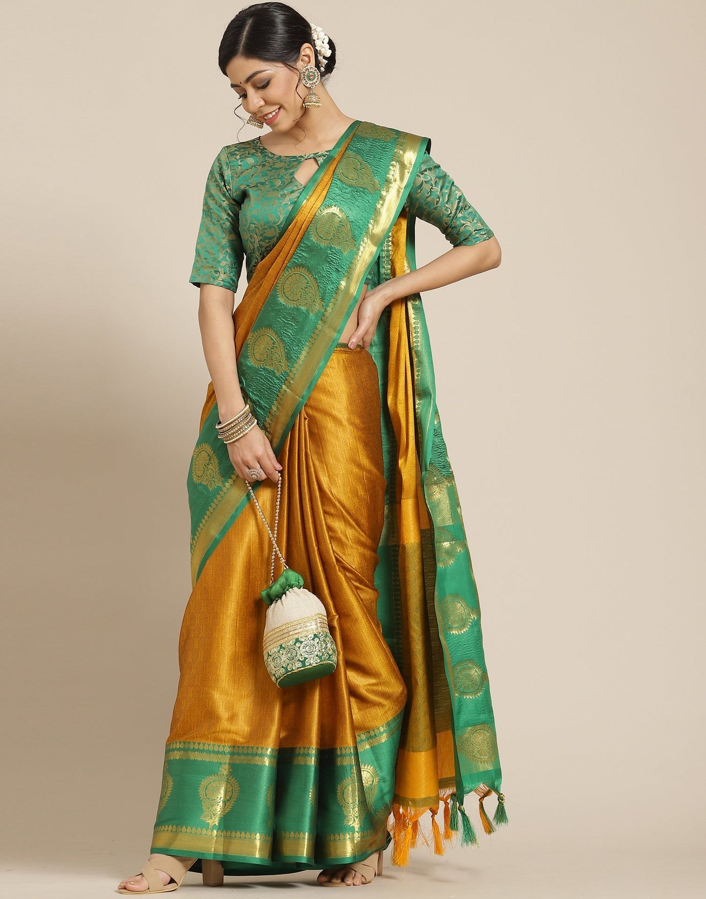 Turmeric Yellow Silk Saree | Sudathi