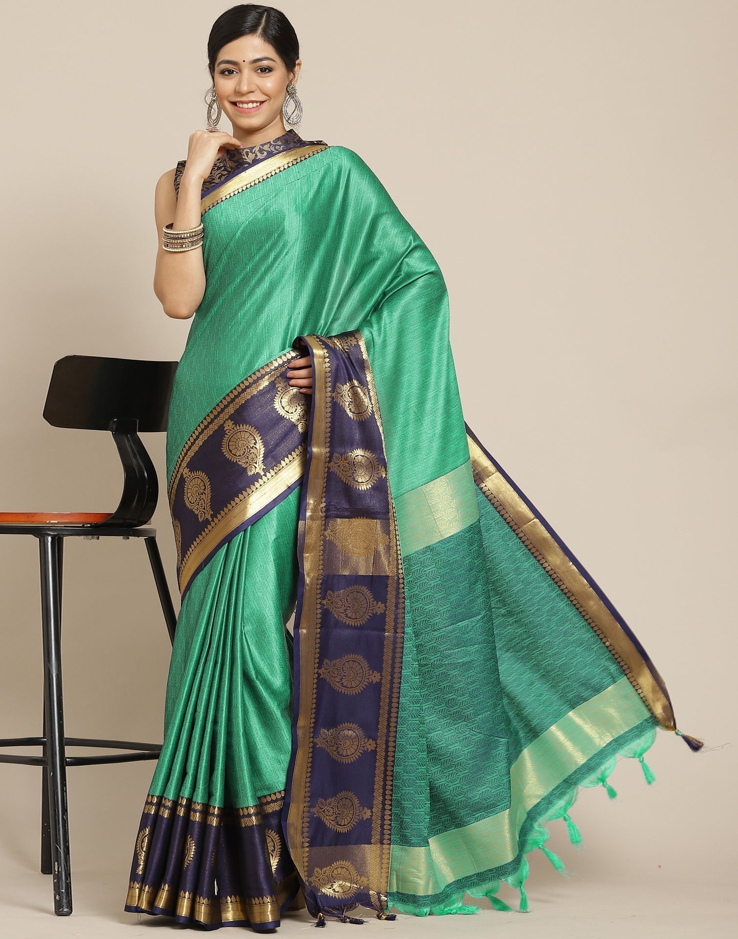 Turquoise Blue Silk Saree | Sudathi