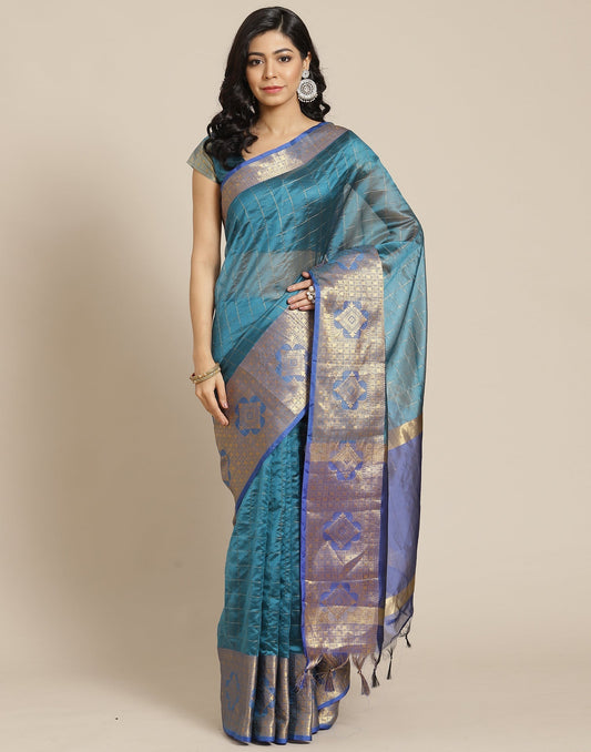 Peacock Blue Silk Saree | Sudathi