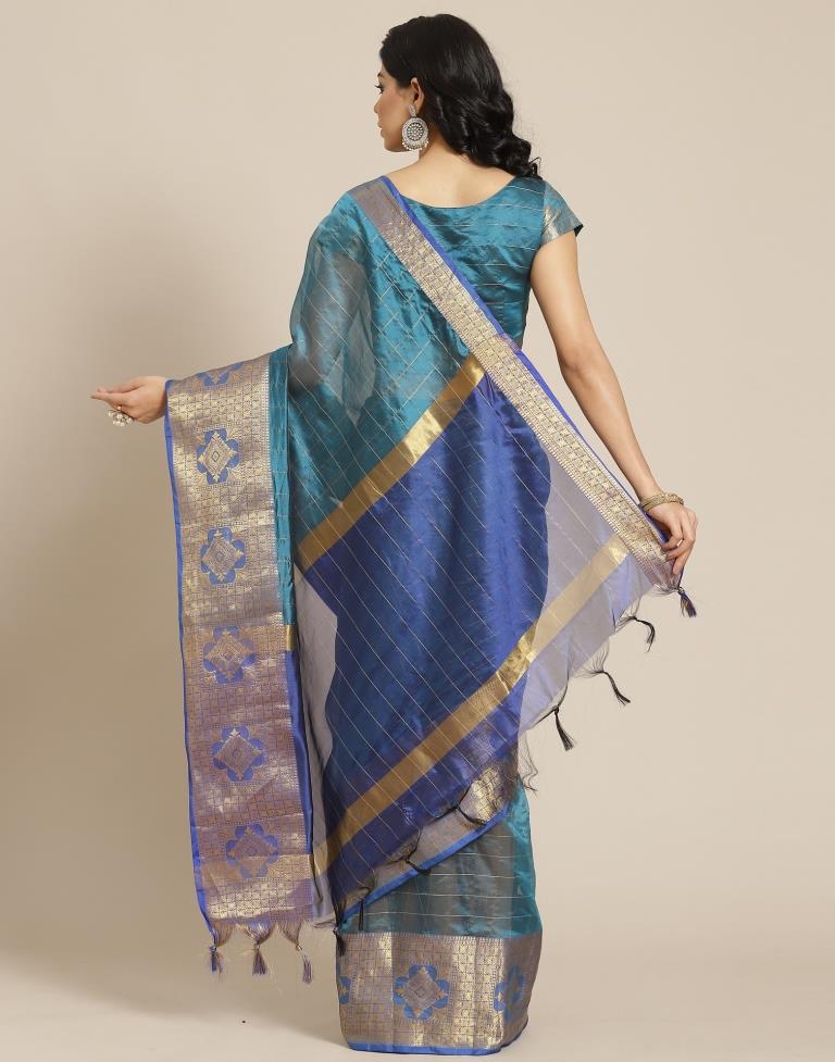 Peacock Blue Silk Saree | Sudathi