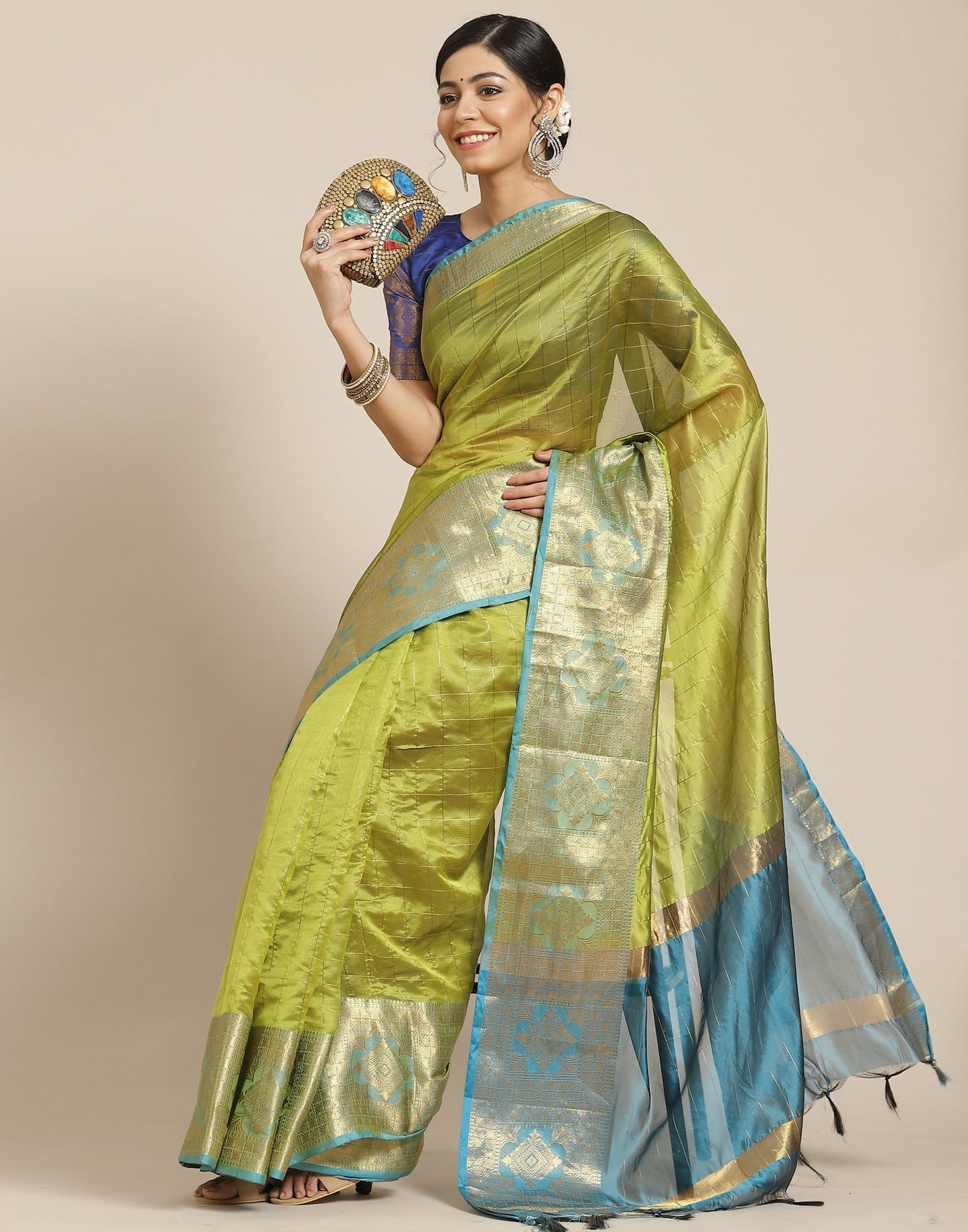 Olive Green Silk Saree | Sudathi