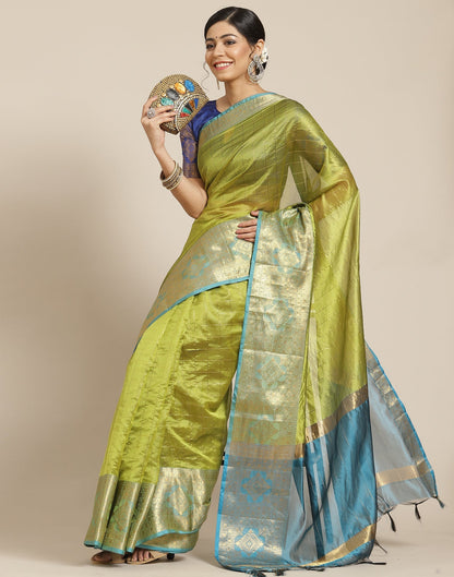 Olive Green Silk Saree | Sudathi