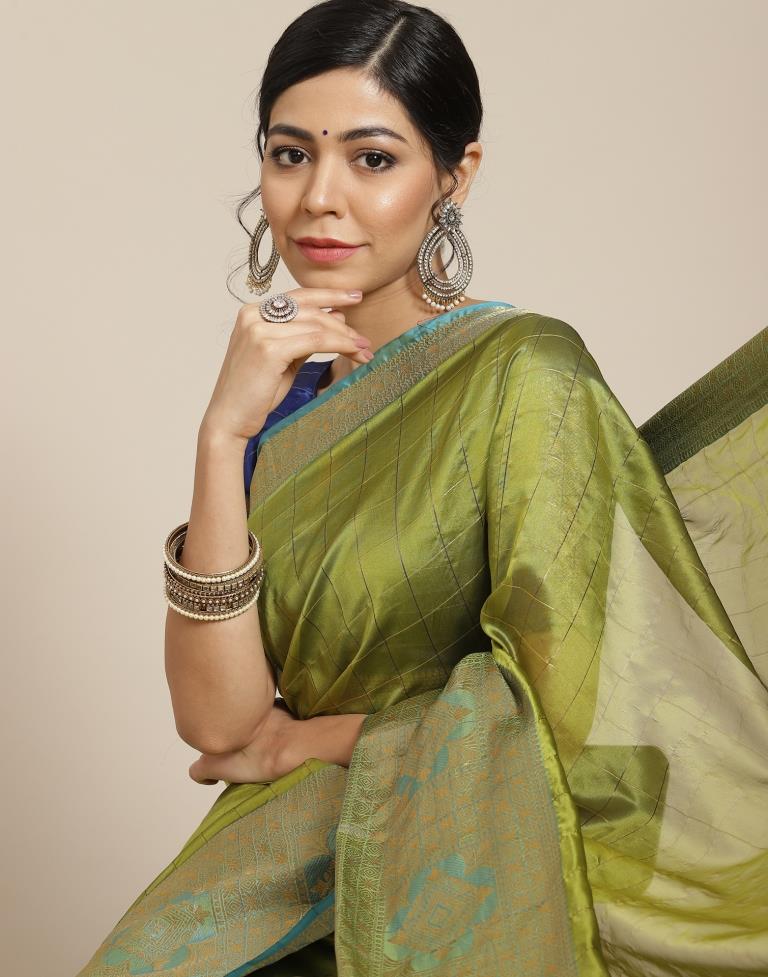 Olive Green Silk Saree | Sudathi