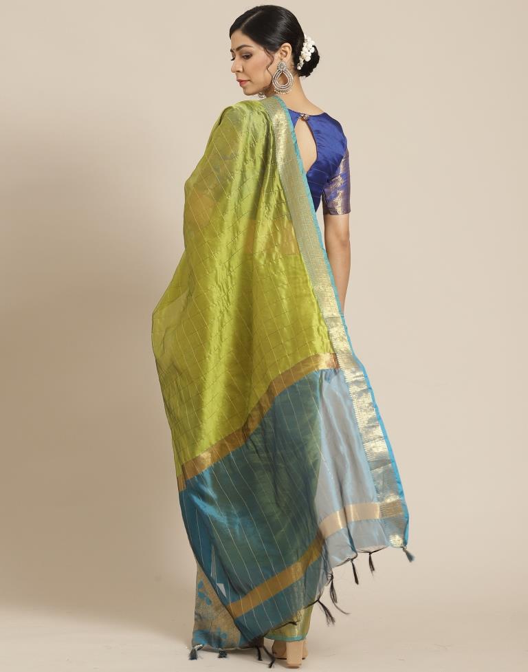Olive Green Silk Saree | Sudathi