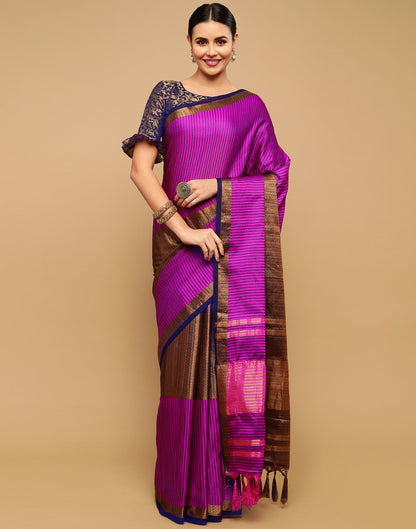 Pink And Navy Blue Silk Saree | Sudathi