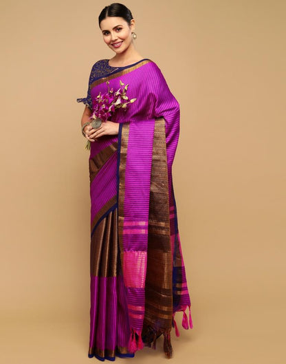Pink And Navy Blue Silk Saree | Sudathi