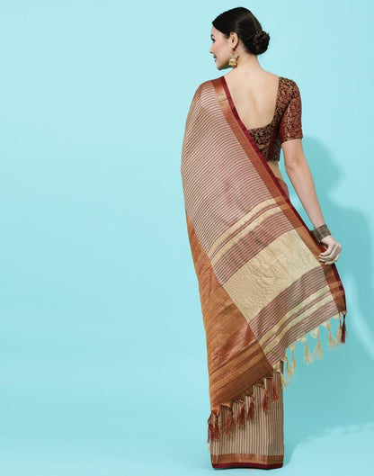 Beige And Maroon Silk Saree | Sudathi