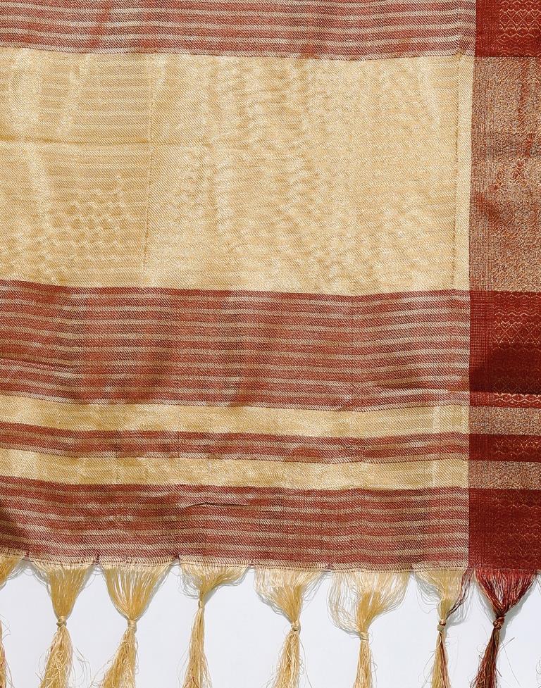 Beige And Maroon Silk Saree | Sudathi