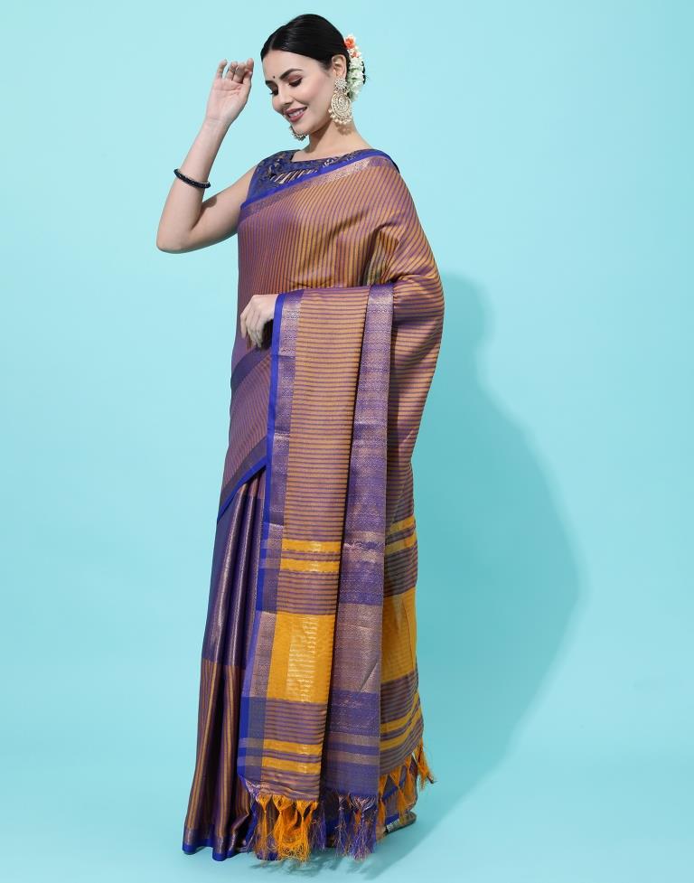 Blue And Yellow Silk Saree | Sudathi