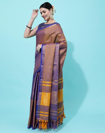 Blue And Yellow Silk Saree | Sudathi