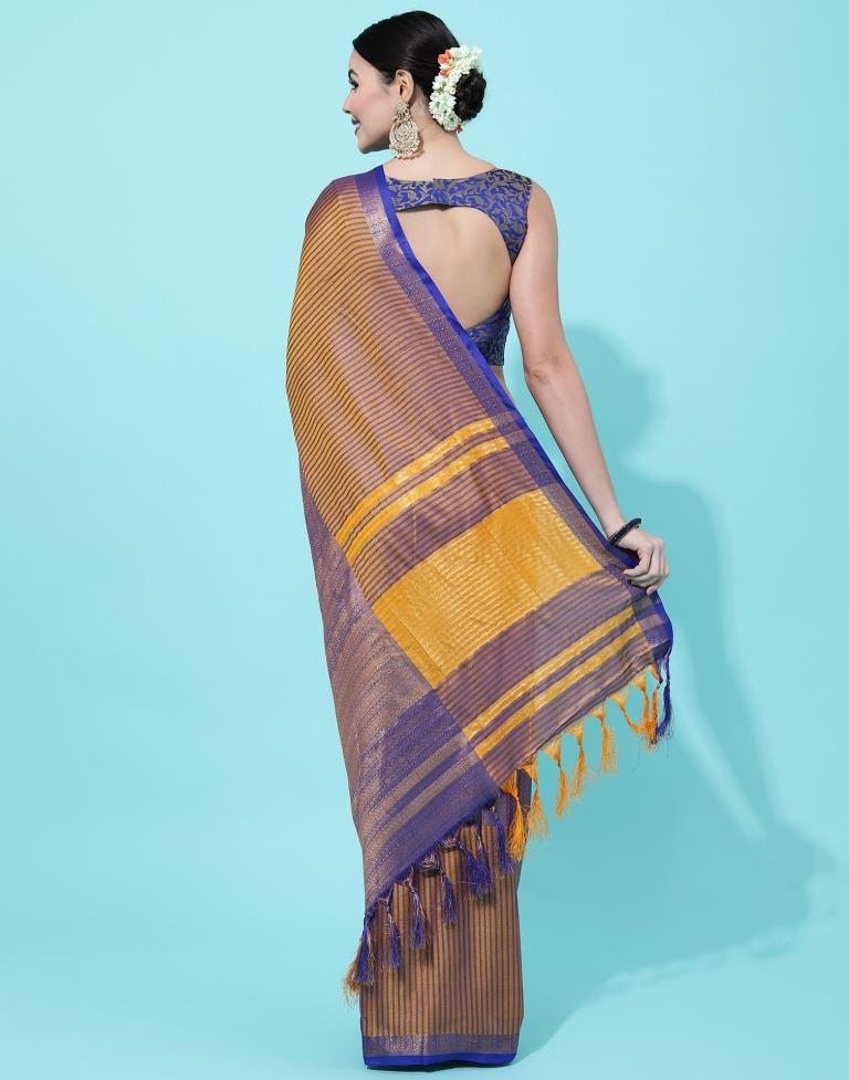 Blue And Yellow Silk Saree | Sudathi