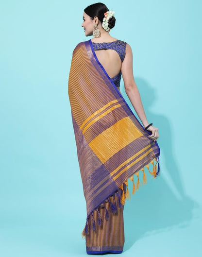 Blue And Yellow Silk Saree | Sudathi