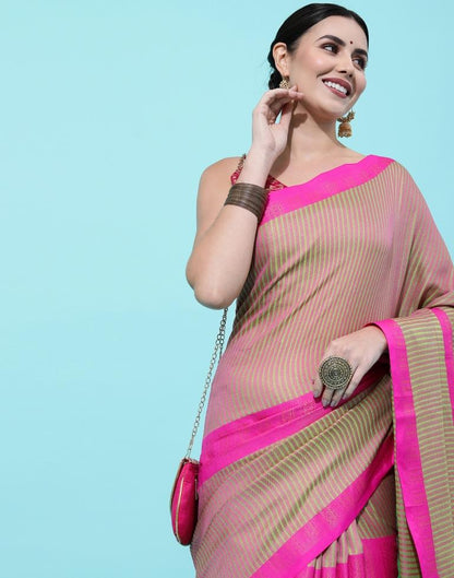 Parrot Green And Pink Silk Saree | Sudathi