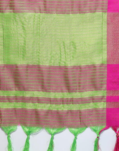 Parrot Green And Pink Silk Saree | Sudathi