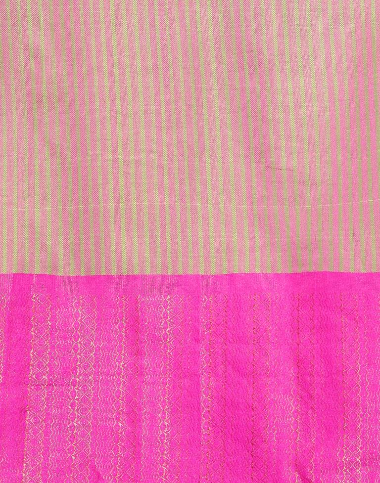 Parrot Green And Pink Silk Saree | Sudathi